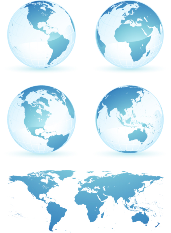 free vector Crystal blue earth world map vector material